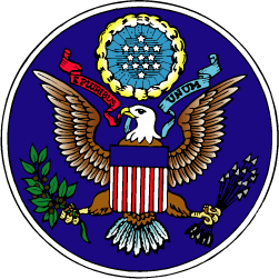 front of the Great Seal of the United States
