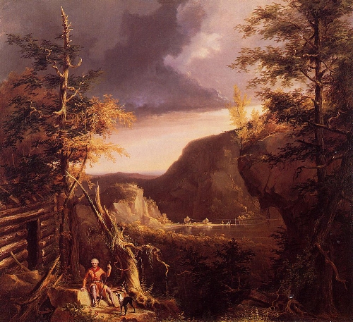 Daniel Boone Sitting at the Door of His Cabin on the Great Osage Lake, Kentucky.  Thomas Cole