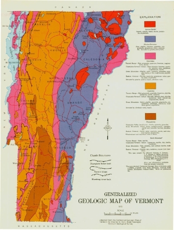 Vermont bedrock color map