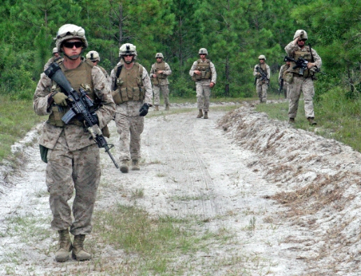 USMC training:  squad attacks and live fire exercises