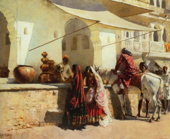 A Street Market Scene, India; Edwin Lord Weeks; 1887