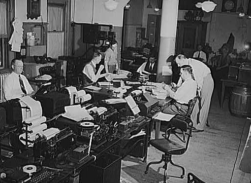 1943 photo of an Associated Press room