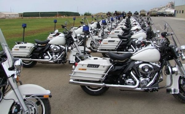 color photo of motorcycles donated by INL Bureau to the Lebanese Internal Security Forces